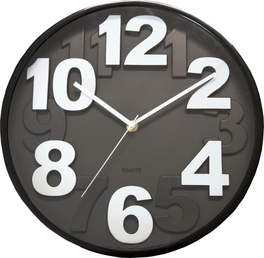 Wall Clock 30 cm with 3D Dial – Black