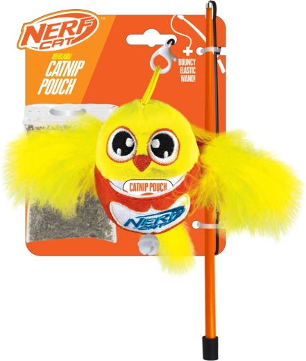 Nerf Cat plīša putniņš ar zvaniņu uz kātiņa 9 cm
