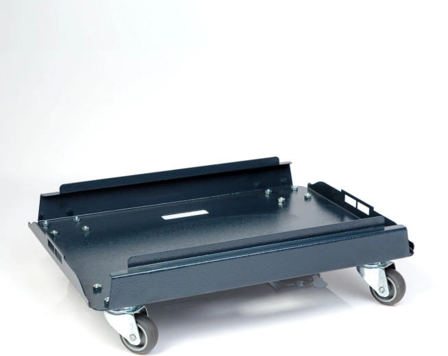 Metal transport platform with wheels for tool cases