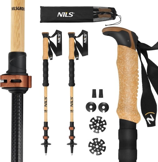 NILS TK8606 Trekking Poles made of Bamboo and 7075 Aluminum