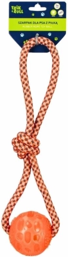 Trik&Roll dog tug toy with ball, orange