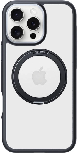 Aizsargvāciņš ar magnētisku statīvu TORRAS Ostand R Fusion priekš iPhone 16 Pro Max – melns