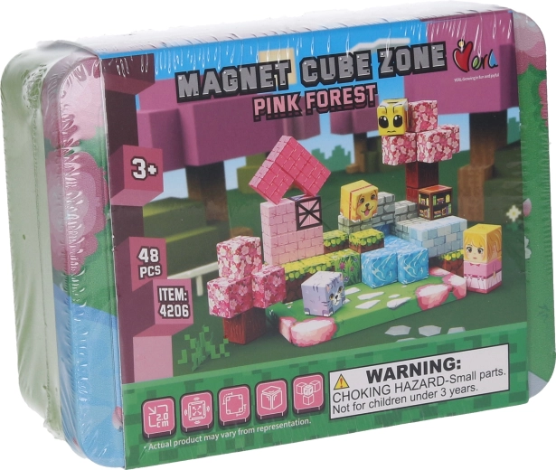 Magnet Cube Zone Pink forest magnētiskais konstruktors 48 detaļas