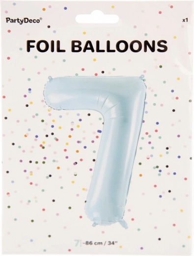 Folijas balons cipara 7 formā, zils 86 cm