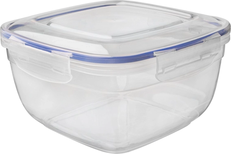 Prim kvadrātveida plastmasas kārbiņa ar blīvējumu 0,9 l