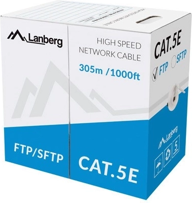 Tīkla kabelis FTP Cat.5e CU 305 m, pilns vads, pelēks