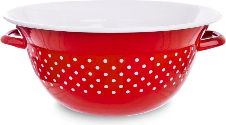 Emaljēta virtuves bļoda sarkana ar punktiņiem 26 cm, 2,5 l