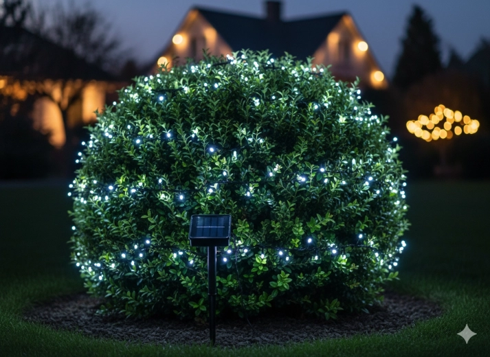 Saules LED virtene 200 LED, auksti balta, 20 m + 2 m pievads