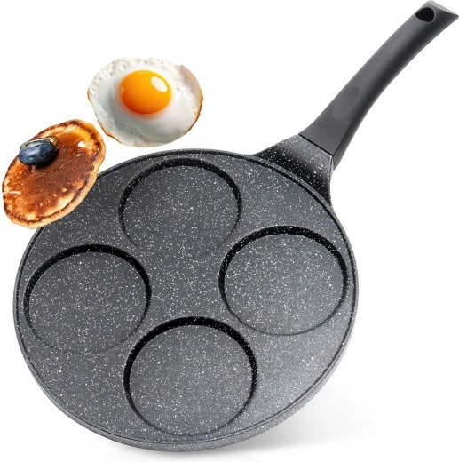 Granīta panna olām ar 4 atverēm BLACK LINE 26 cm