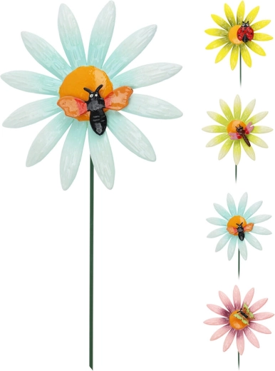 Garden stake flower with insects 68 cm, mix of 4 types
