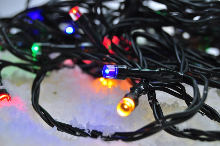 Solight LED outdoor Christmas string lights, 200 LEDs, multicolored, 8 modes, timer, IP44