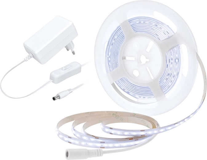 Solight LED COB lente ar adapteri un slēdzi 5 m 8 W/m auksti balta