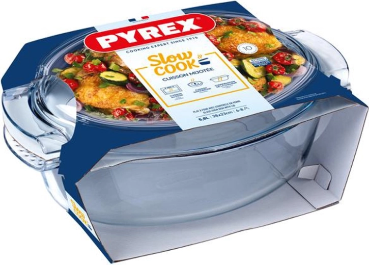 Ovāls cepšanas trauks ar vāku PYREX 5,8 l – stikla