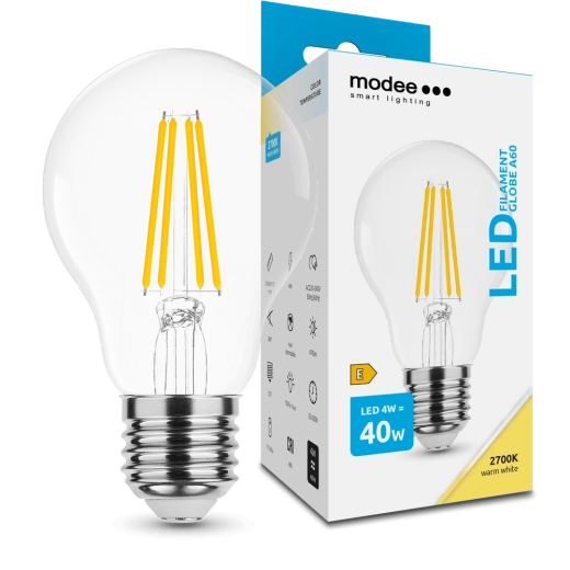 Modee Smart Lighting LED filamentu spuldze Globe E27 4 W silti balta