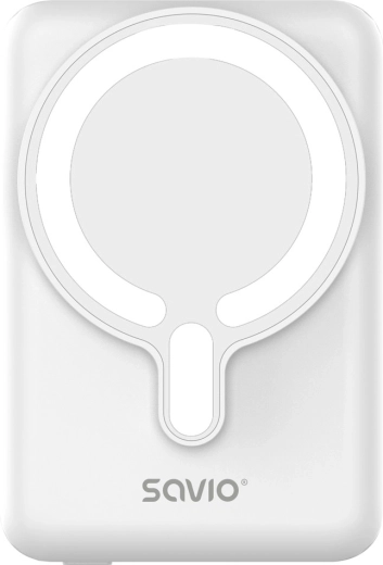 Savio magnētiskā ārējā baterija (powerbanka) 10 000 mAh, balta