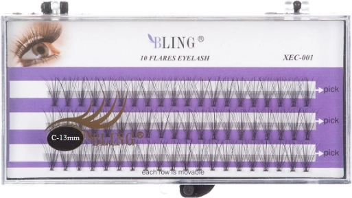 Zīda kušķīšu skropstas BLING C, 13 mm