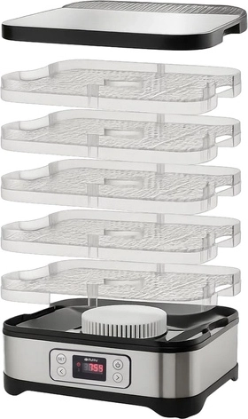 5 transparent trays with 10 l capacity