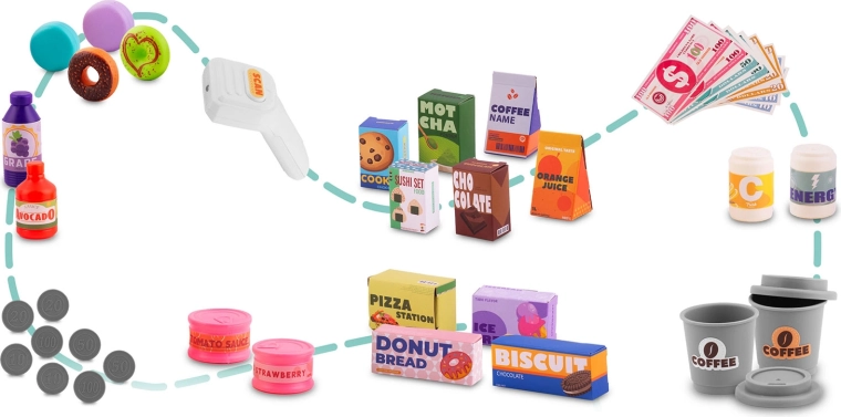 Rich set of accessories for shop play