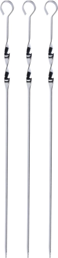 Flat stainless steel grilling skewers 45 cm (3 pcs)