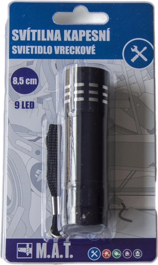 Kabatas alumīnija LED lukturītis 9 LED, melns, 8,5 cm