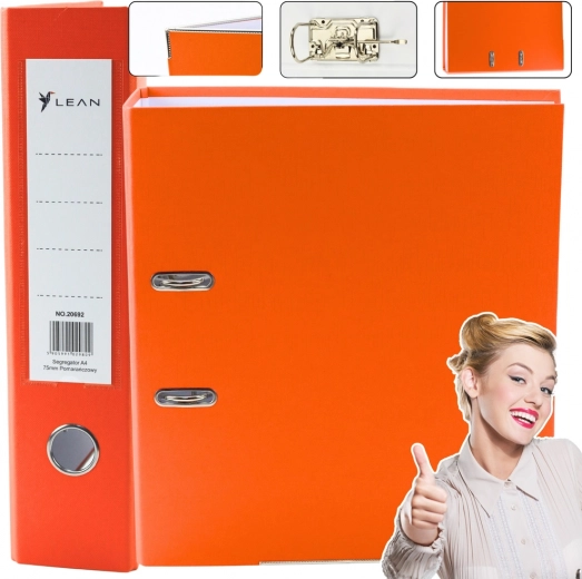 Orange A4 Lever Arch File, 75 mm Spine