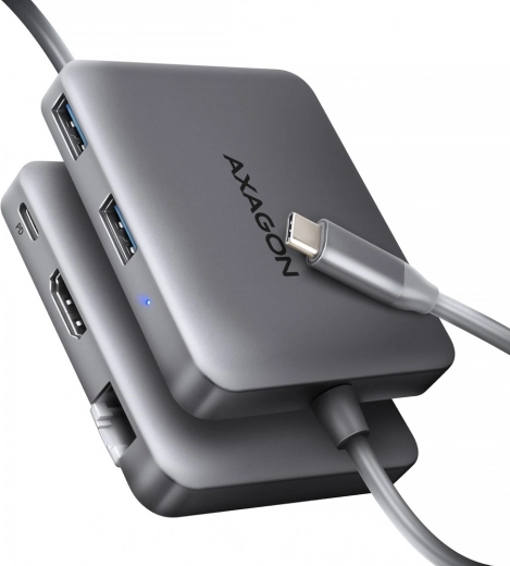 Axagon HMC-5HL USB-C hubs 5v1 ar HDMI 4K/60 Hz, GLAN un PD 100 W