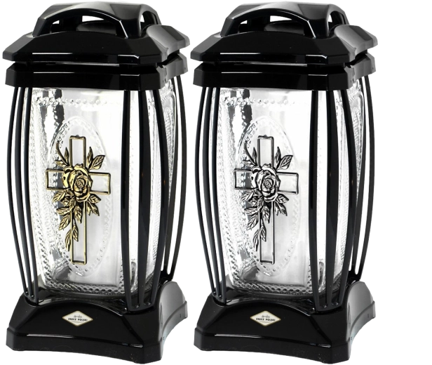 Walerina Cemetery Candle with Cross and Rose, 27 cm, 40 Hours - 1 Piece