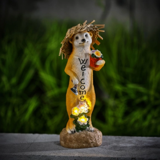 Solar LED Meerkat Figurine Welcome 30 cm