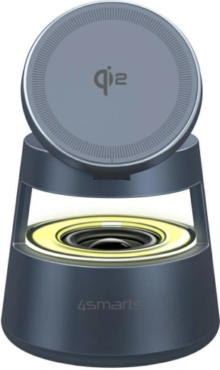 Bezvadu uzlādes stacija 4smarts Aura Sound Qi2 – pelēka