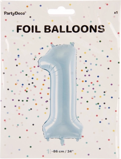Folijas balons cipars 1, zils, 86 cm