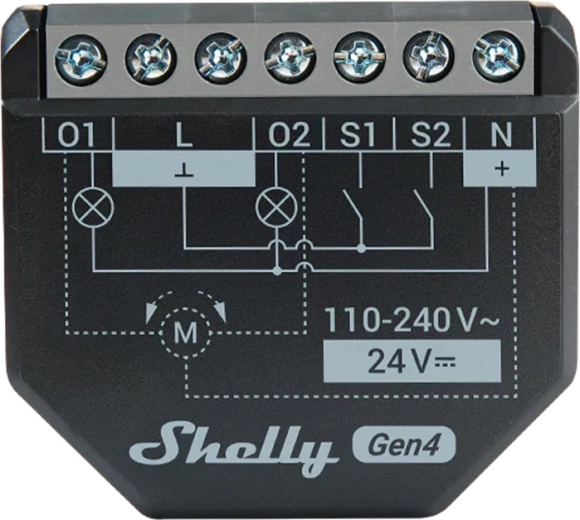 Viedais divkanālu relejs Shelly 2PM Gen4 ar Zigbee un Matter