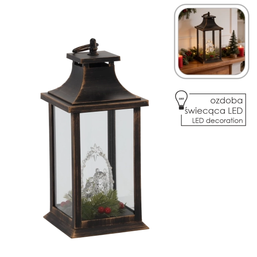 LED laterna ar Svēto ģimeni 14 × 14 × 30 cm