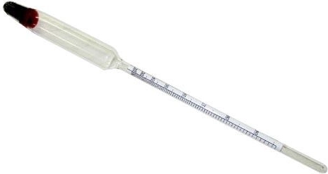 Spirta mērītājs destilātiem 20–96 % (210 mm)