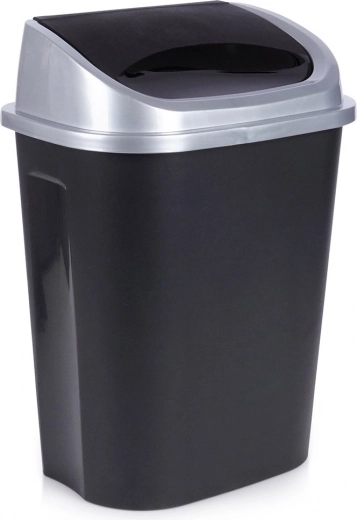 Plastmasas atkritumu tvertne ar šūpojošu vāku 25 l, melna