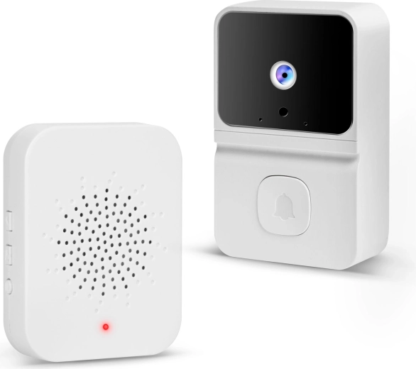 Wireless Wi‑Fi video doorbell with rechargeable battery, HD, white