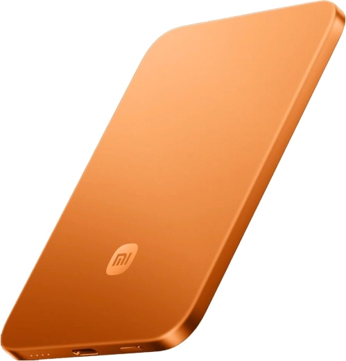 Ultraplāna magnētiskā ārējā baterija 5000 mAh 15 W oranža