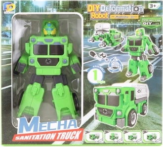 Saliekams zaļš robots 2v1 – kravas auto un ekskavators