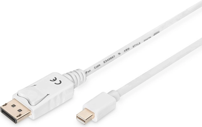 Balts DisplayPort kabelis 4K 60Hz miniDP uz DP 2 m