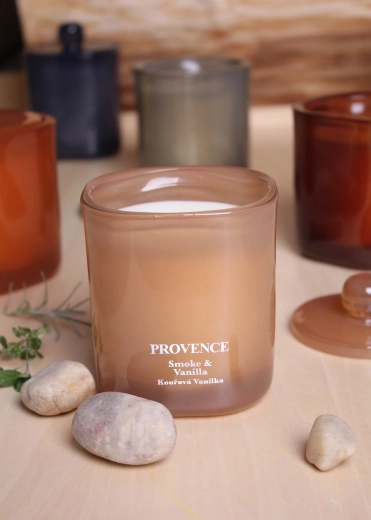 Aromātiskā svece stikla traukā Provence Smoke Vanilla, 25 stundas