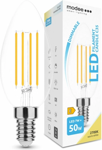 LED spuldze svece C35 7 W E14 806 lm silti balta, regulējama