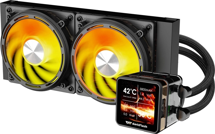 DarkFlash Explore DE240 CPU šķidrā dzesēšana 240 mm ar IPS displeju (melna)