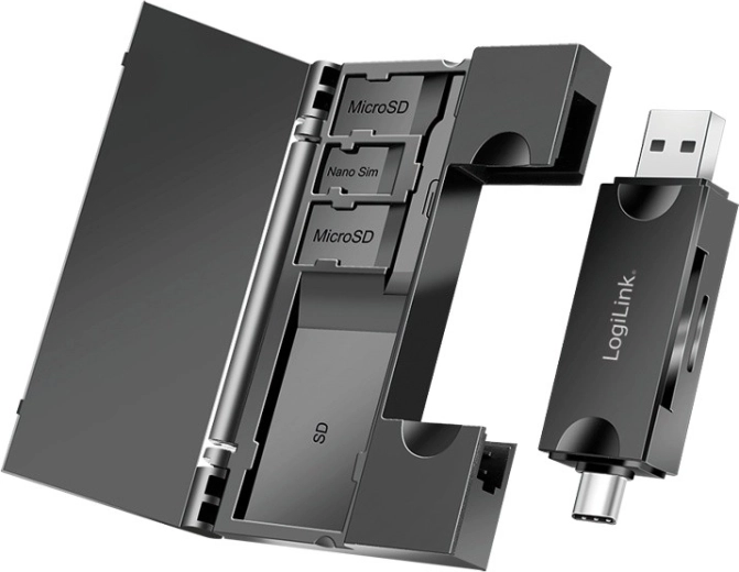 USB 3.2 Gen 1 card reader with SD and microSD slots