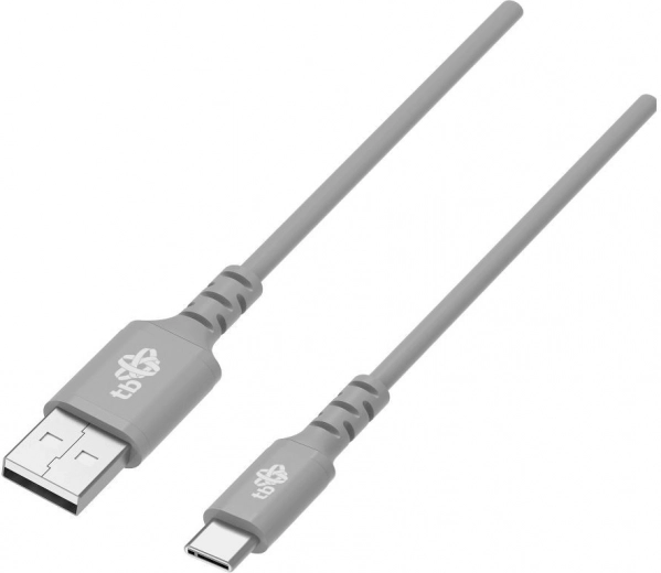 USB–USB‑C silikona kabelis 2 m, pelēks, ātrā uzlāde
