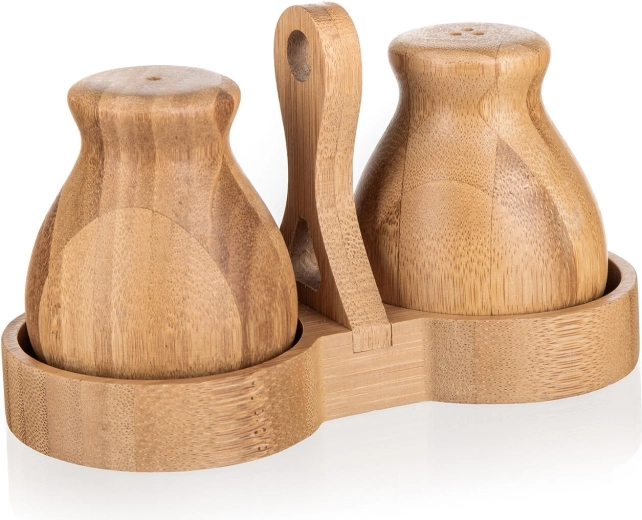 Bambusa sāls trauks un piparu trauks ar statīvu BRILLANTE Bamboo