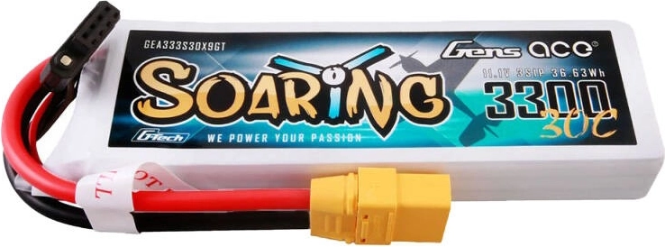 Gens ace G-Tech Soaring 3300mAh 11.1V 30C 3S1P LiPo Battery Pack with XT90 Connector
