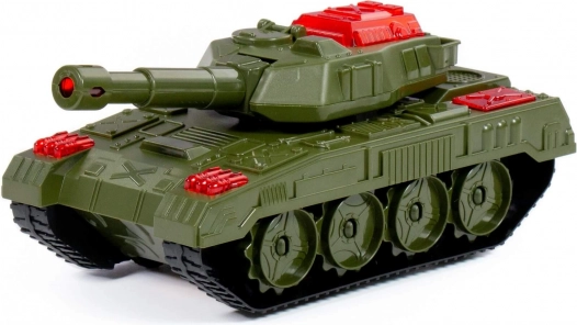 Reālistisks plastmasas tanks uz ritenīšiem ar grozāmu torni