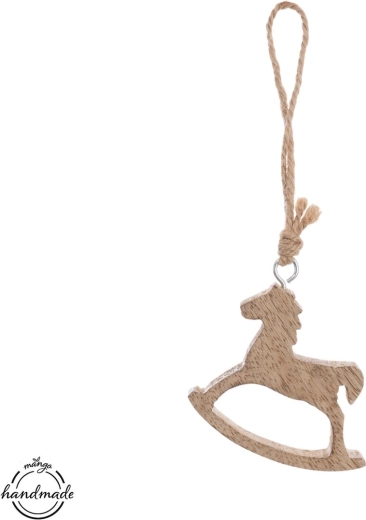 Hanging wooden decoration Horse made of mango wood - 1 piece