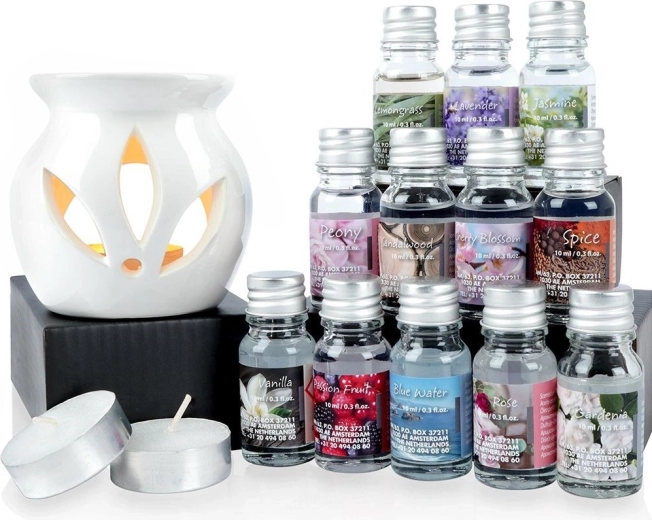 Aromlampa ar smaržīgajām eļļām – dāvanu komplekts, 15 daļas