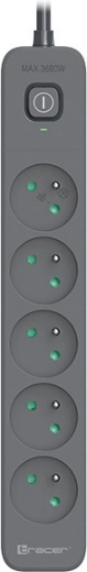 Surge-Protected Power Strip Tracer Power Line+ 3m Graphite