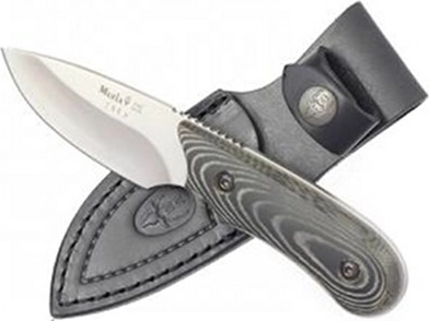 Muela Ibex 8M mazs medību nazis 8 cm, melni pelēka Micarta, ādas maksts